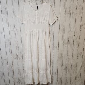 Me 2 Magic White Eyelet Cotton Maxi Dress 1X